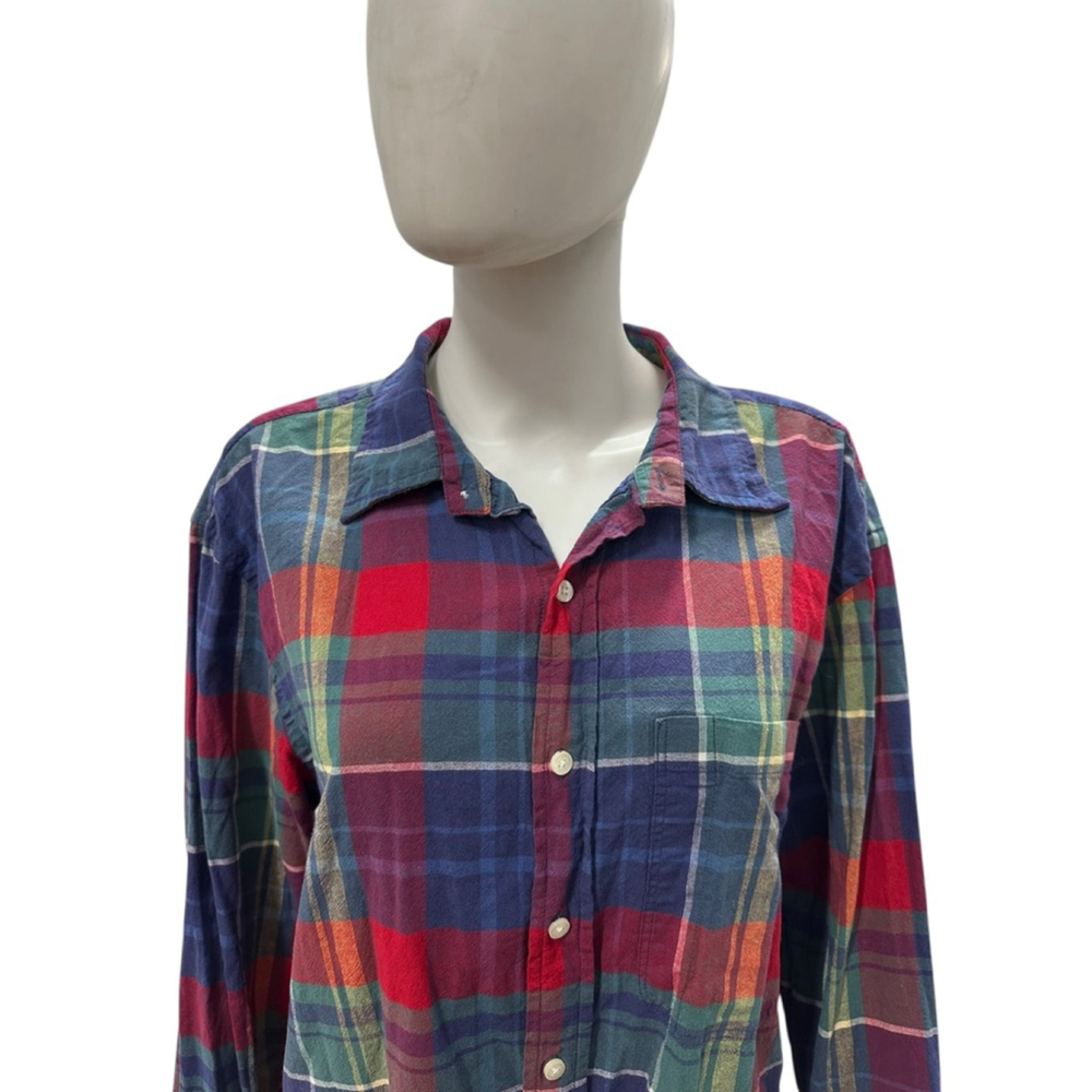 Gap Plaid Button Down Shirt XL Blue Red - Picture 2 of 9